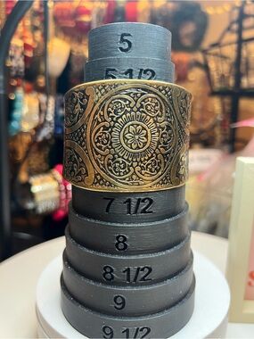 Ornate Filigree Wide Cuff Bracelet in Antique Gold